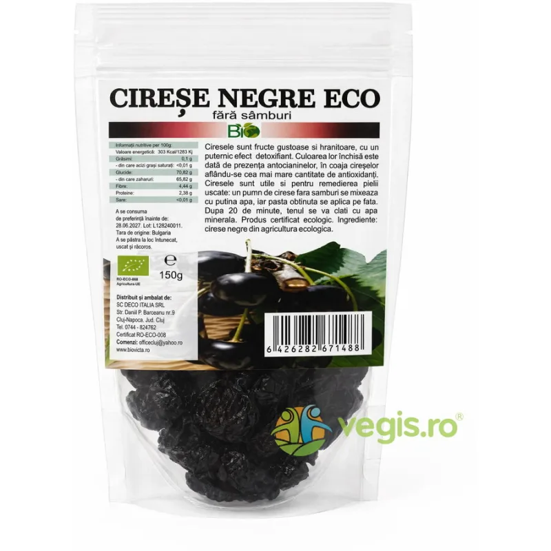 Cirese Negre Uscate, fara Samburi Ecologice/Bio 150g Deco Italia — preț și oferte