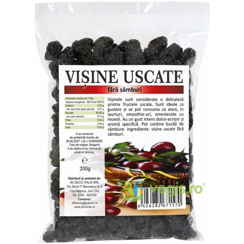 Visine Uscate fara Samburi, fara Zahar Adaugat 200g Deco Italia — preț și oferte