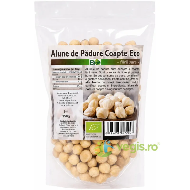 Alune de Padure Decojite si Coapte, fara Sare Ecologice/Bio 150g Deco Italia — preț și oferte