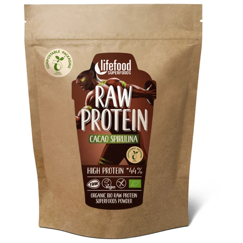 Pudra proteica cacao si spirulina Superfood raw Bio, 450g, Lifefood — preț și oferte
