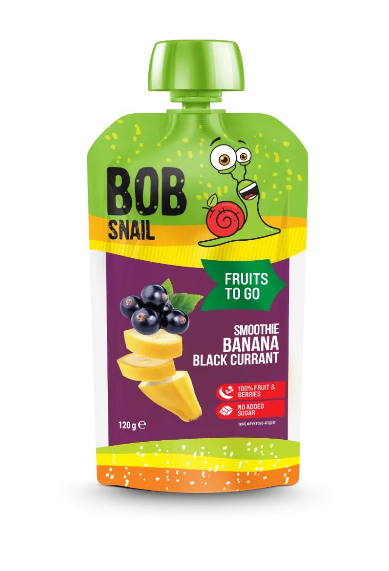 Smoothie cu banana si coacaze negre, 120g, Bob Snail — preț și oferte
