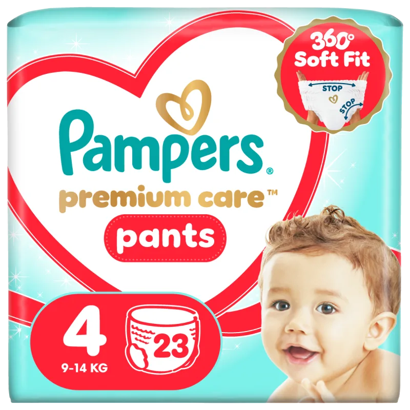 Scutece-chilotel Premium Care Pants Nr.4 9-15 kg, 23 bucati, Pampers — preț și oferte