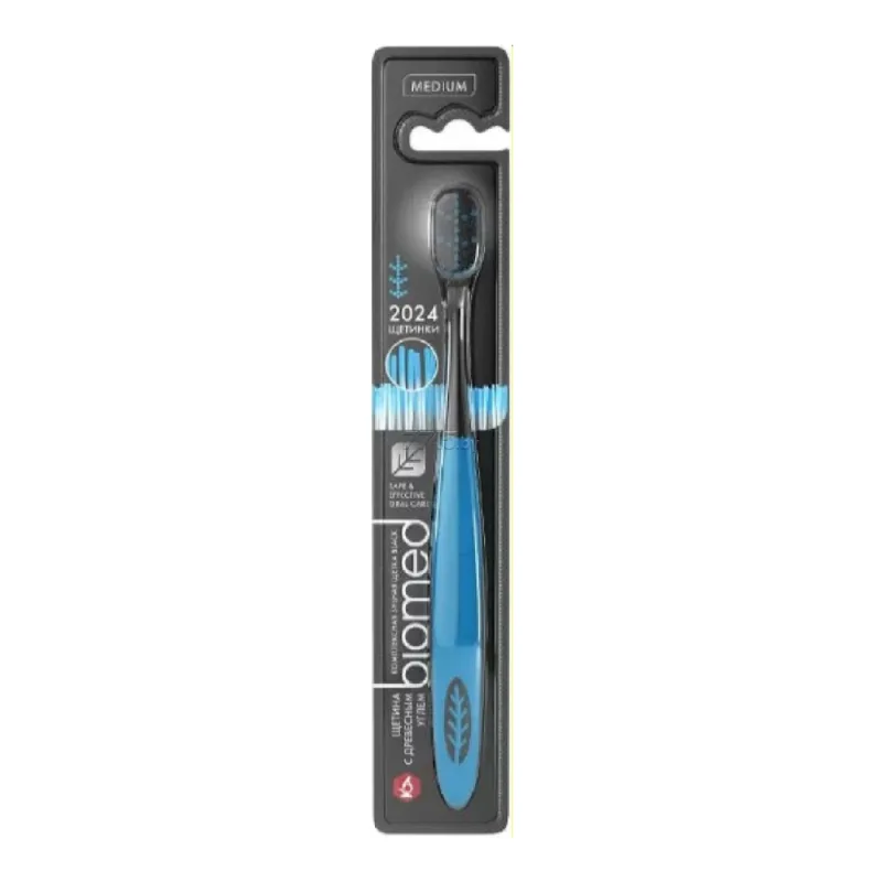 Periuta de dinti cu praf de carbune Black, medium, Biomed — preț și oferte