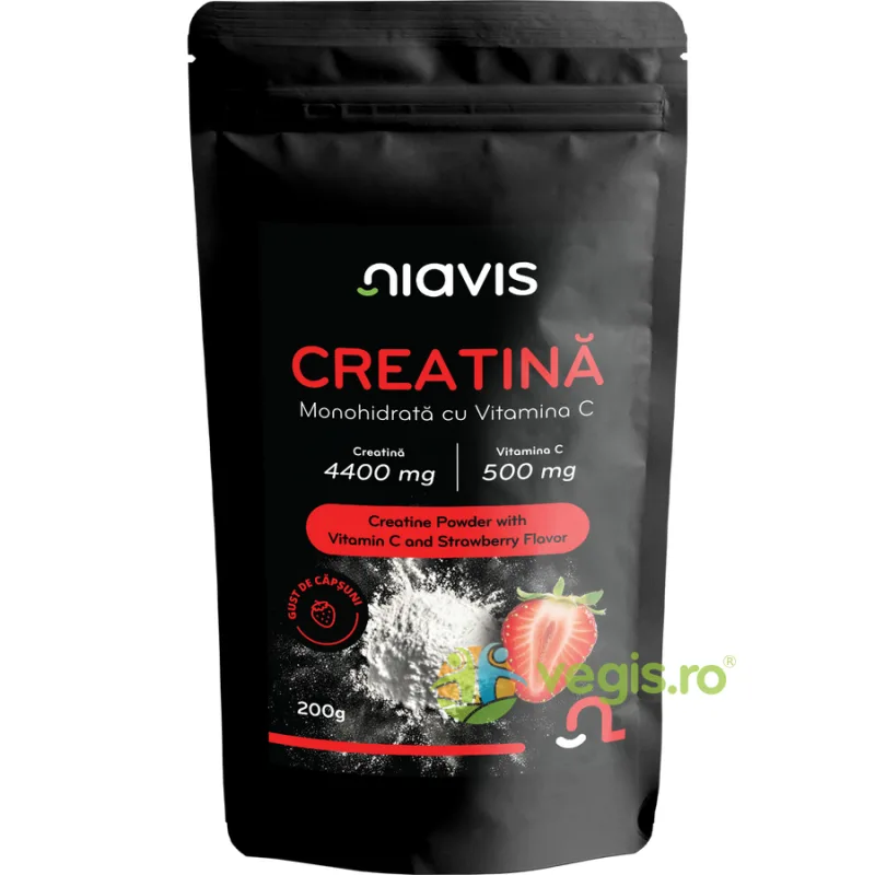 Creatina Monohidrata cu Vitamina C - Gust de Capsuni 200g NIAVIS — preț și oferte