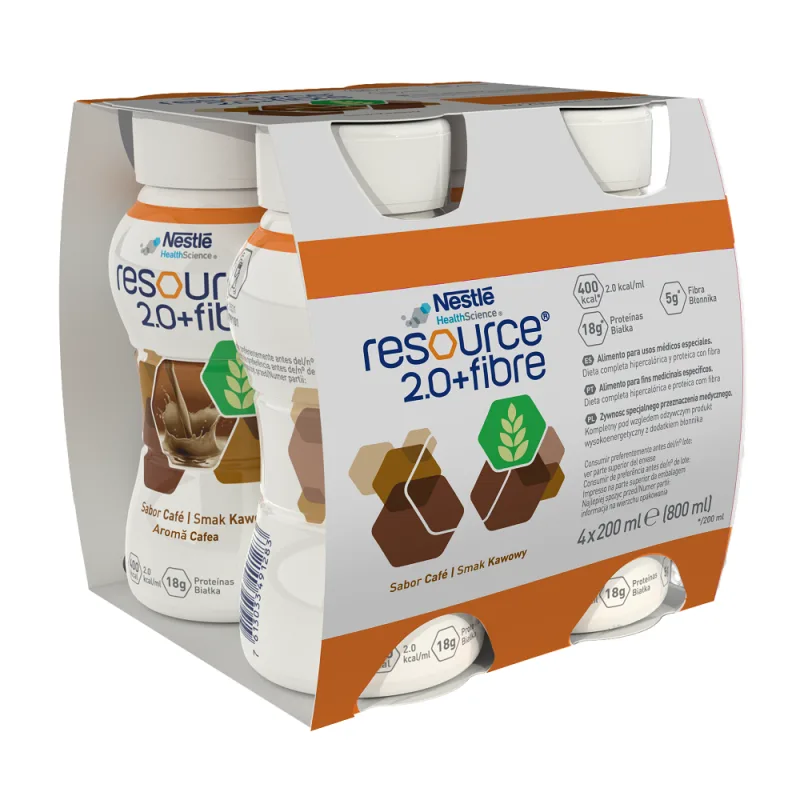 Nestle Resource 2.0 + Fibre cu aroma de cafea 200ml 4 flacoane — preț și oferte
