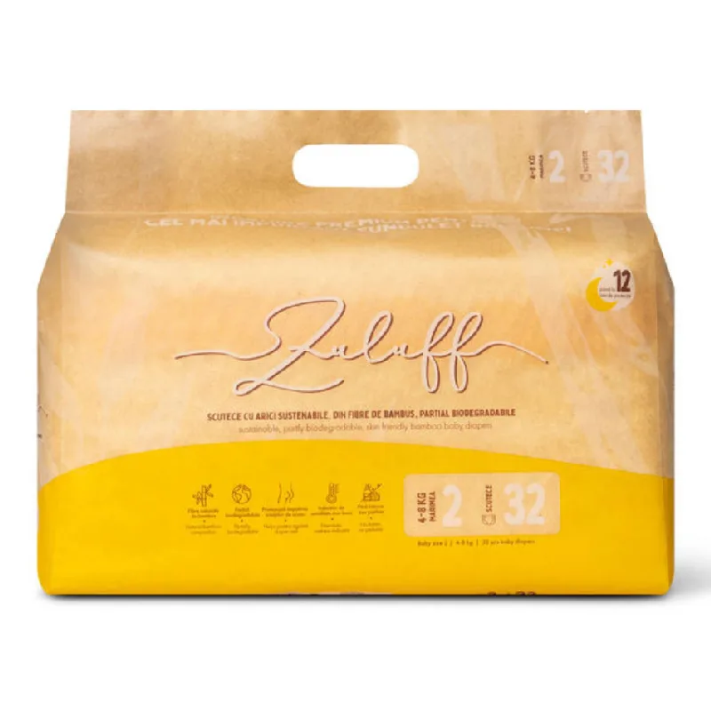 Scutece din bambus, marimea 2, 4-8 kg, 32 bucati, Zuluff — preț și oferte