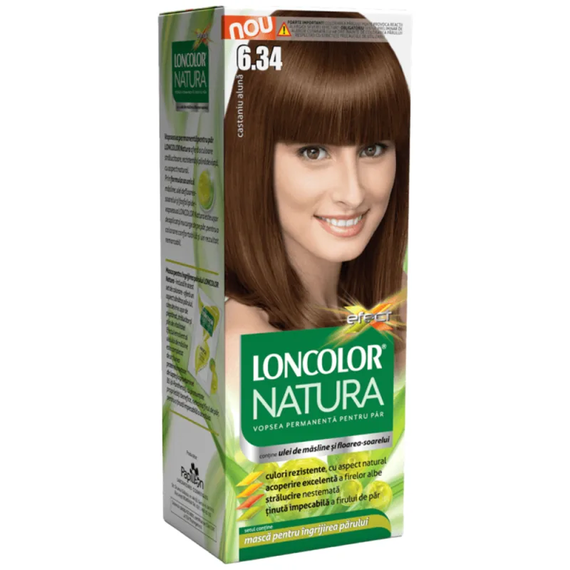 Vopsea de par permanenta Natura Nr. 6.34, 115ml, Loncolor — preț și oferte