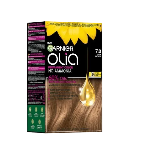 Vopsea de par permanenta fara amoniac 7.0 Dark Blonde Olia, 174ml, Garnier — preț și oferte