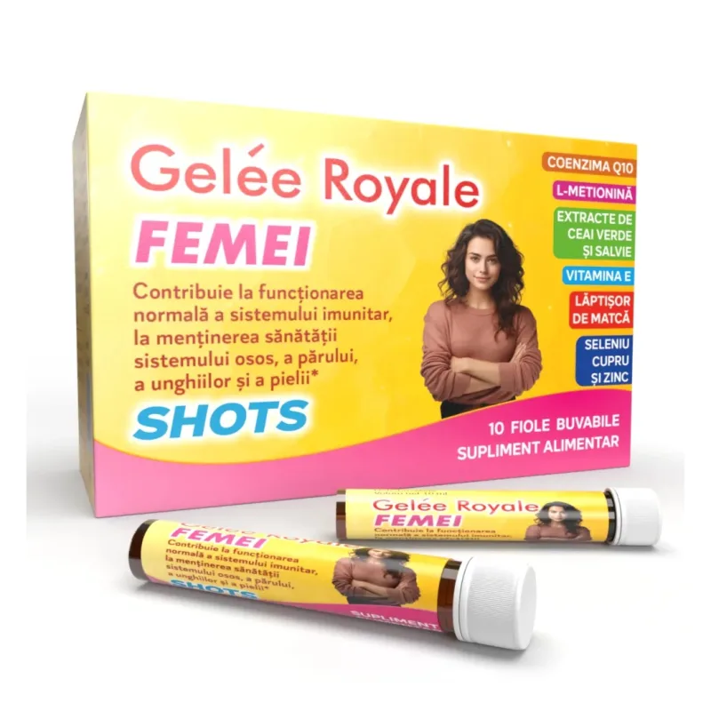 Gelee Royale Femei Shots, 10 fiole buvabile, Justin Pharma — preț și oferte