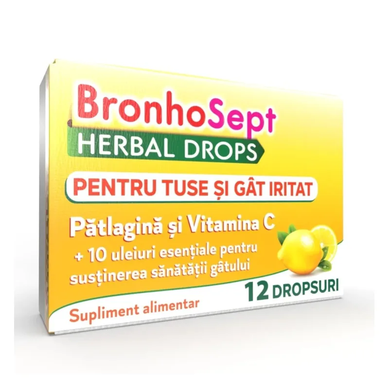 BronhoSept Herbal Drops, tuse și gât iritat, 12 dropsuri, Justin Pharma — preț și oferte
