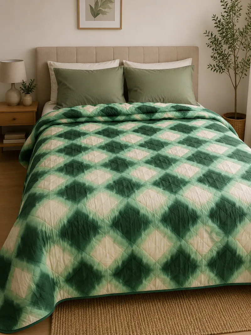 Pilota pat 3D 2 persoane verde crem romburi 200x215 cm, Ralex | 1 buc RALEX INFINITY — preț și oferte