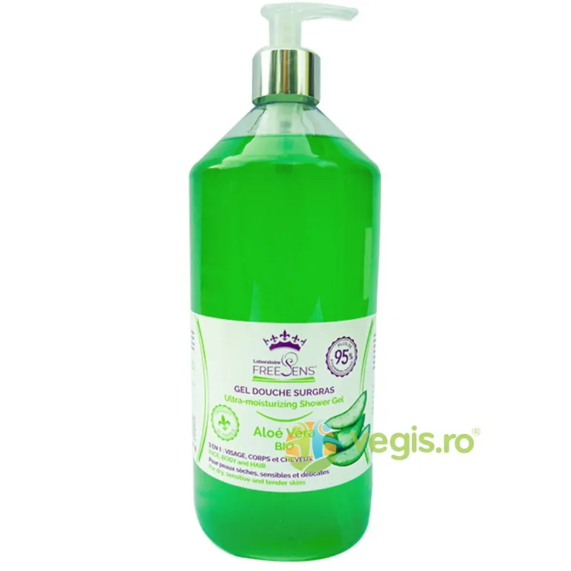 Gel de Dus Ultrahidratant 3 in 1 pentru Fata, Corp si Par cu Extract de Aloe Vera 1L FREESENS — preț și oferte