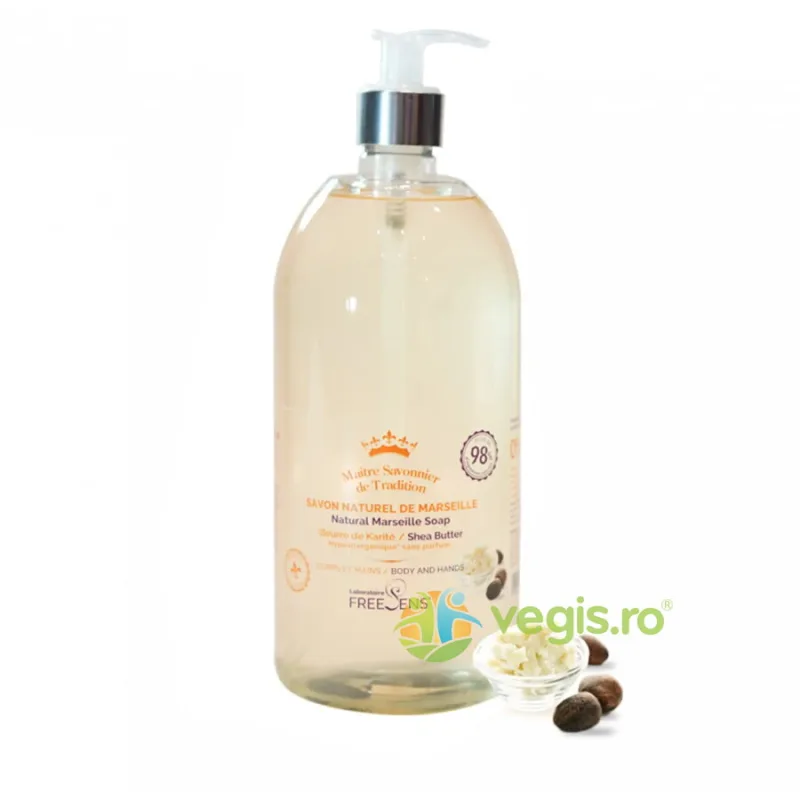 Sapun Natural Lichid de Marseille Hipoalergenic cu Unt de Shea pentru Corp si Maini 1L FREESENS — preț și oferte