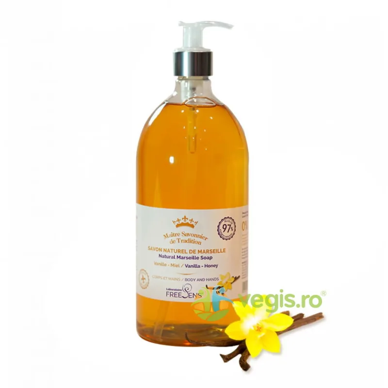 Sapun Lichid Natural de Marseille pentru Corp si Maini cu Parfum de Vanilie si Miere 1L FREESENS — preț și oferte