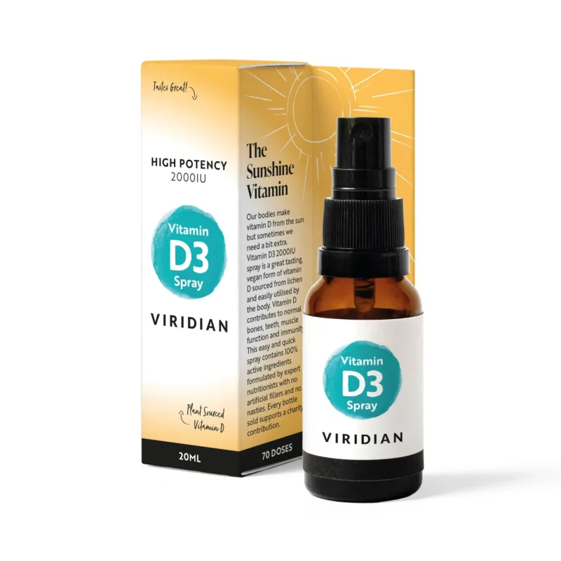 Vitamina D3 2000 UI Spray, 20 ml, Viridian — preț și oferte