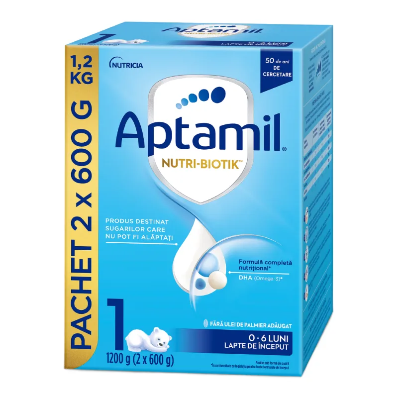 Formula de lapte praf Nutri Biotik 1, 0-6 luni, 1200 g, Aptamil NUTRICIA — preț și oferte