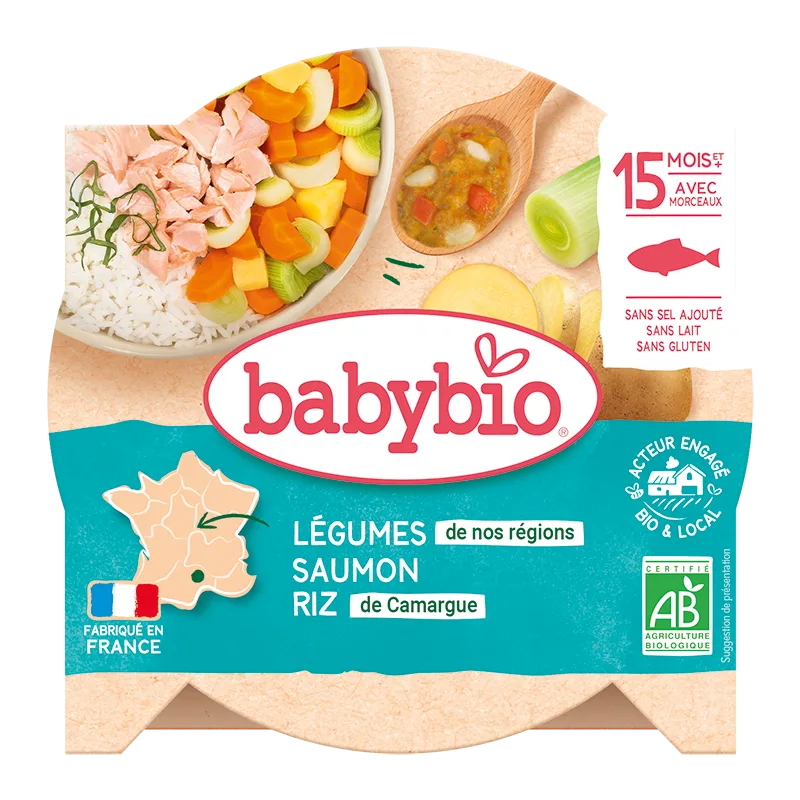 Meniu tocanita din legume, orez si somon +15 luni, 260g, BabyBio — preț și oferte