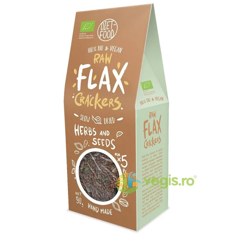 Fursecuri din In cu Ierburi Aromatice si Seminte Raw Ecologice/Bio 90g DIET FOOD — preț și oferte
