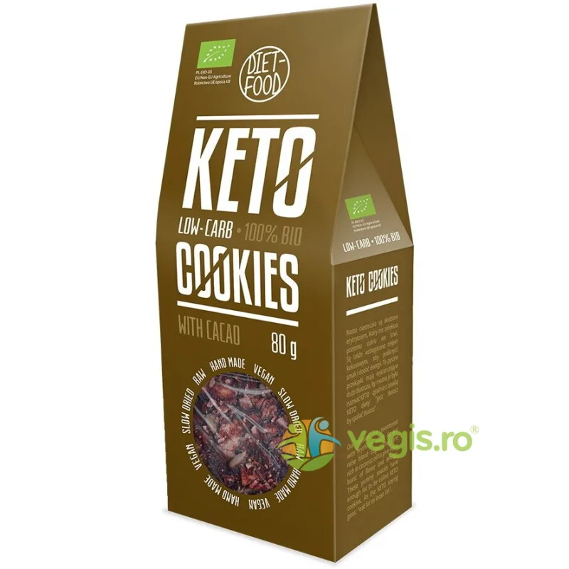 Fursecuri Keto Raw cu Cacao Ecologice/Bio 80g DIET FOOD — preț și oferte