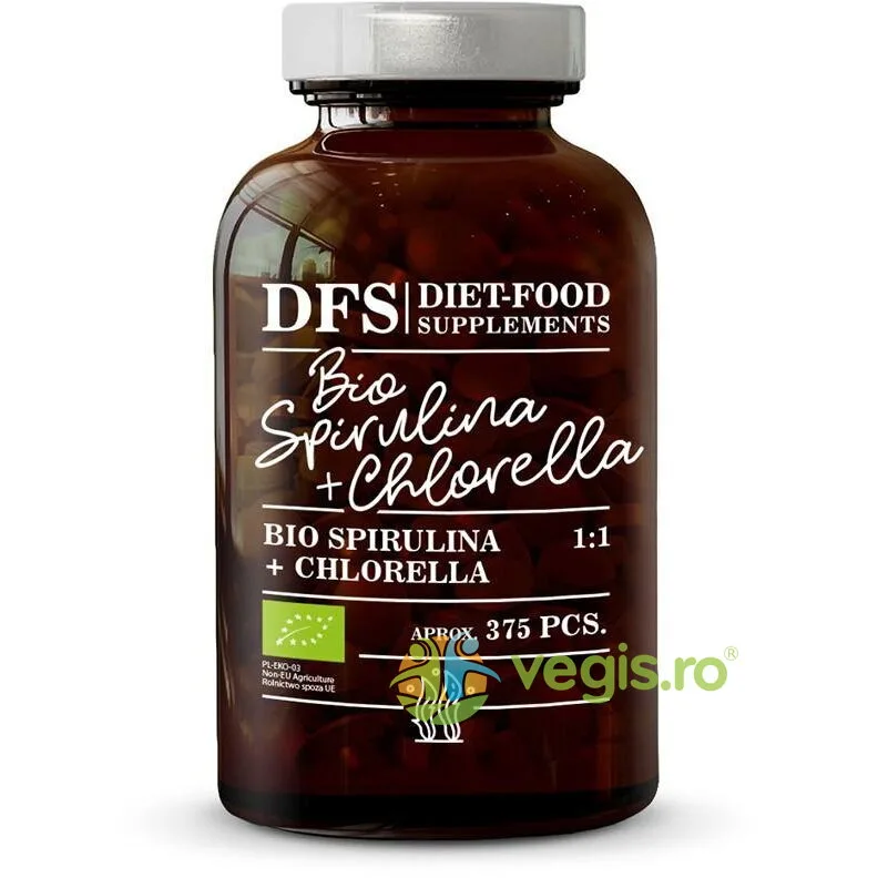 Spirulina + Chlorella 400mg Ecologica/Bio 375cps DIET FOOD — preț și oferte