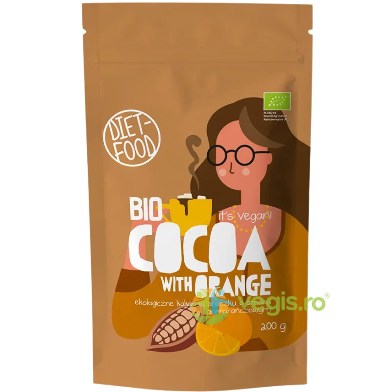 Cacao cu Aroma de Portocale Ecologica/Bio 200g DIET FOOD — preț și oferte