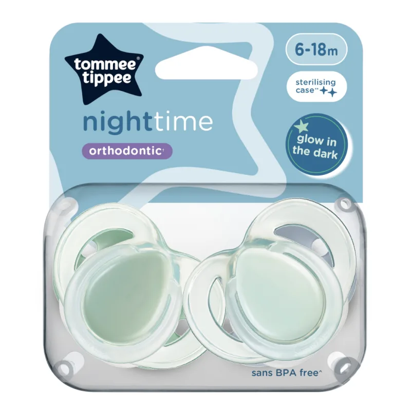 Suzete ortodontice Night Time, 6-18 luni, 2 bucati, verde, Tommee Tippee — preț și oferte