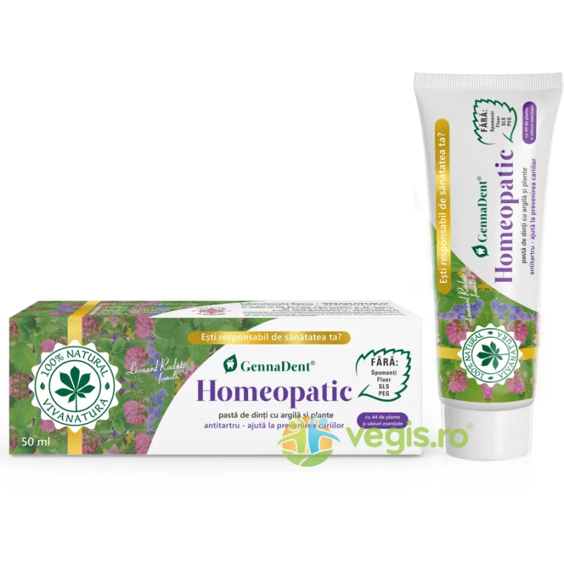 Pasta de Dinti Homeopatic cu Argila si Plante 50ml VIVANATURA — preț și oferte