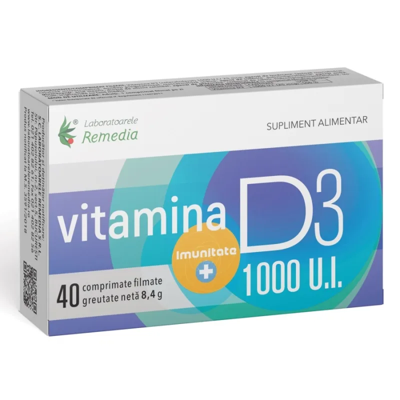 Vitamina D 1000 UI, 40 comprimate, Remedia Laboratoarele Remedia — preț și oferte