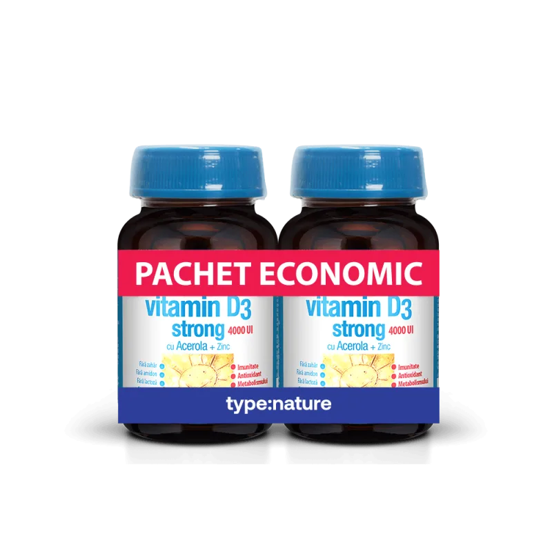 Vitamina D3 Strong 4000U.I pachet economic 90 + 90 tablete Type Nature — preț și oferte