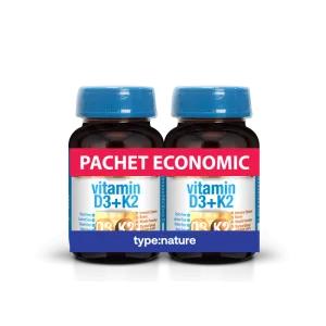 Vitamina D3 + K2 pachet economic 60 + 60 comprimate