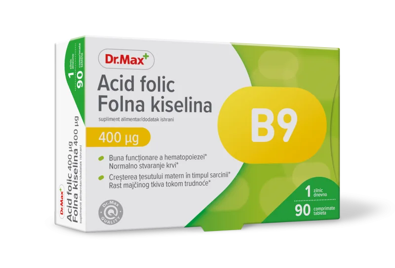 Dr. Max Acid folic 400 mcg​, 90 comprimate filmate — preț și oferte