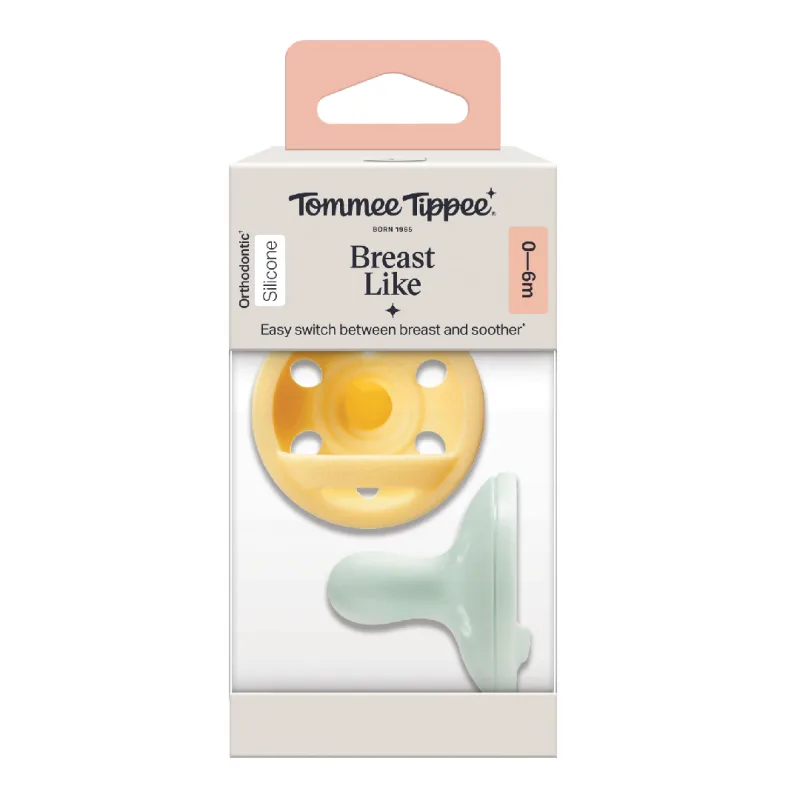 Suzeta ortodontica Breast Like, Galben/Verde Mint, 0-6 luni, 2 bucati, Tommee Tippee — preț și oferte