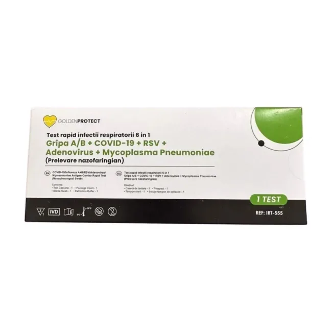 Test rapid Combo 6-în-1 infecții respiratorii, 1 test, Golden Protect — preț și oferte