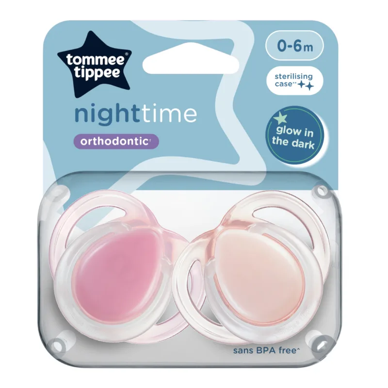 Suzete ortodontice Night Time, 0-6 luni, 2 bucati, Roz, Tommee Tippee — preț și oferte
