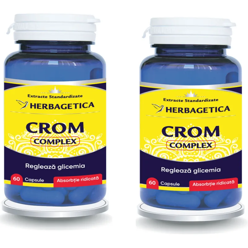 Pachet Crom Complex 60cps + 60cps(50% reducere la al doilea produs) HERBAGETICA — preț și oferte