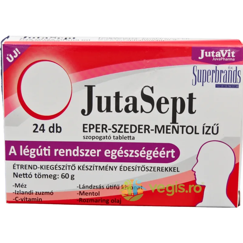 Jutasept cu Gust de Capsuni, Mure si Mentol 24cpr JUTAVIT — preț și oferte