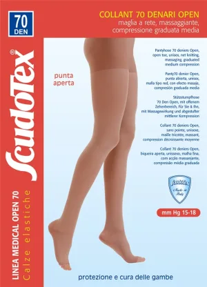 Scudotex 822 Ciorapi compresivi pantaloni fara varf, compresie medie 70 DEN, Daino, marimea 4-L