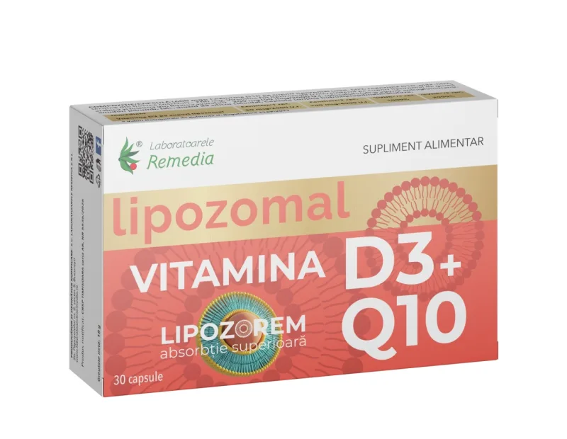 Vitamina D3 + Q10 lipozomal, 30 capsule, Laboratoarele Remedia — preț și oferte