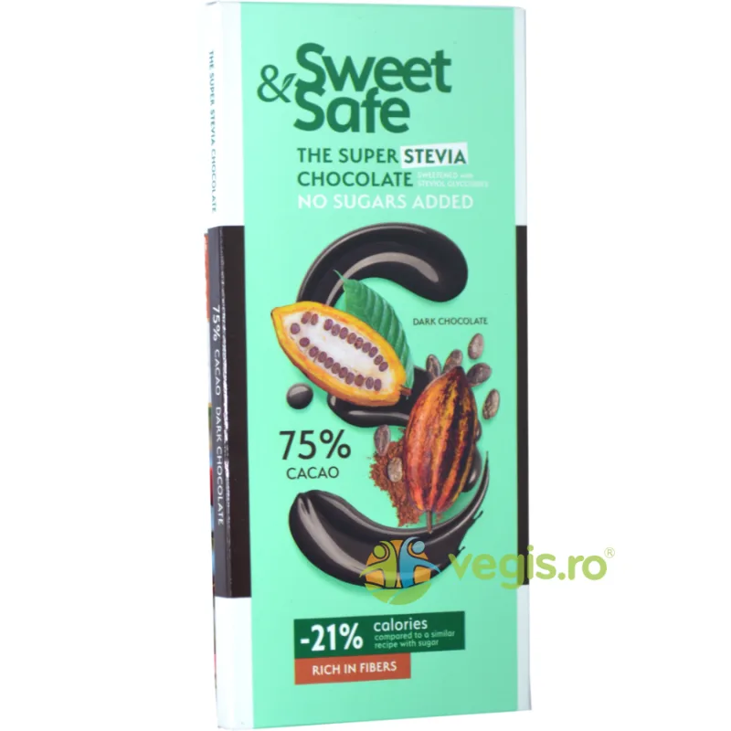 Sweet&Safe Ciocolata Amaruie Indulcitor Stevie 90g — preț și oferte