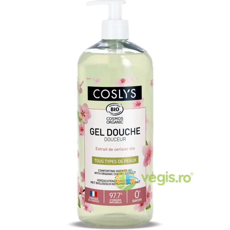 Gel de Dus Hidratant si Reconfortant, Bio, cu Extract de Cirese 1000ml COSLYS — preț și oferte
