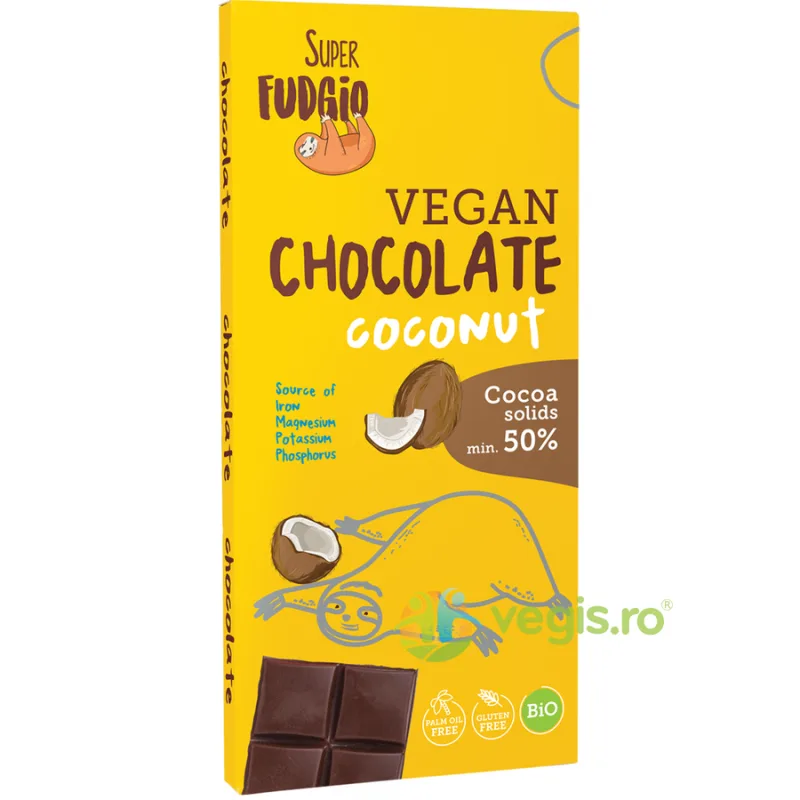 Ciocolata cu Lapte de Cocos fara Gluten Ecologic/Bio 80g SUPER FUDGIO — preț și oferte