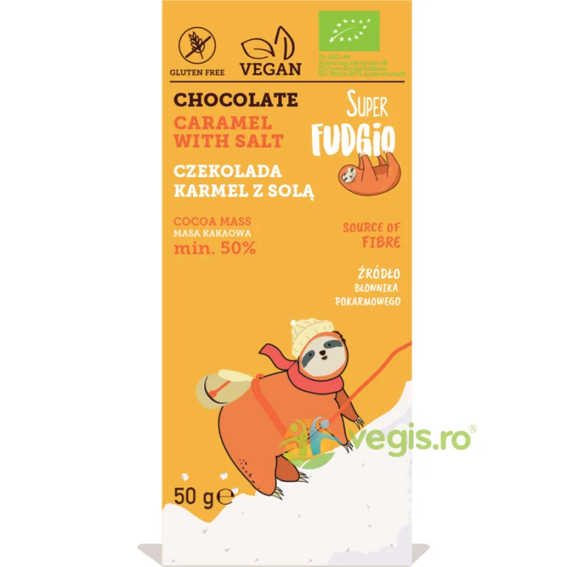 Ciocolata cu Caramel si Sare Ecologica/Bio 50g SUPER FUDGIO — preț și oferte