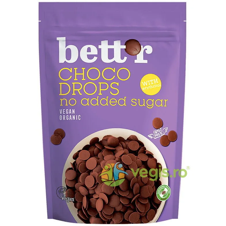 Picaturi de Ciocolata (Choco Drops) cu Erythritol Ecologice/Bio 200g BETTR — preț și oferte