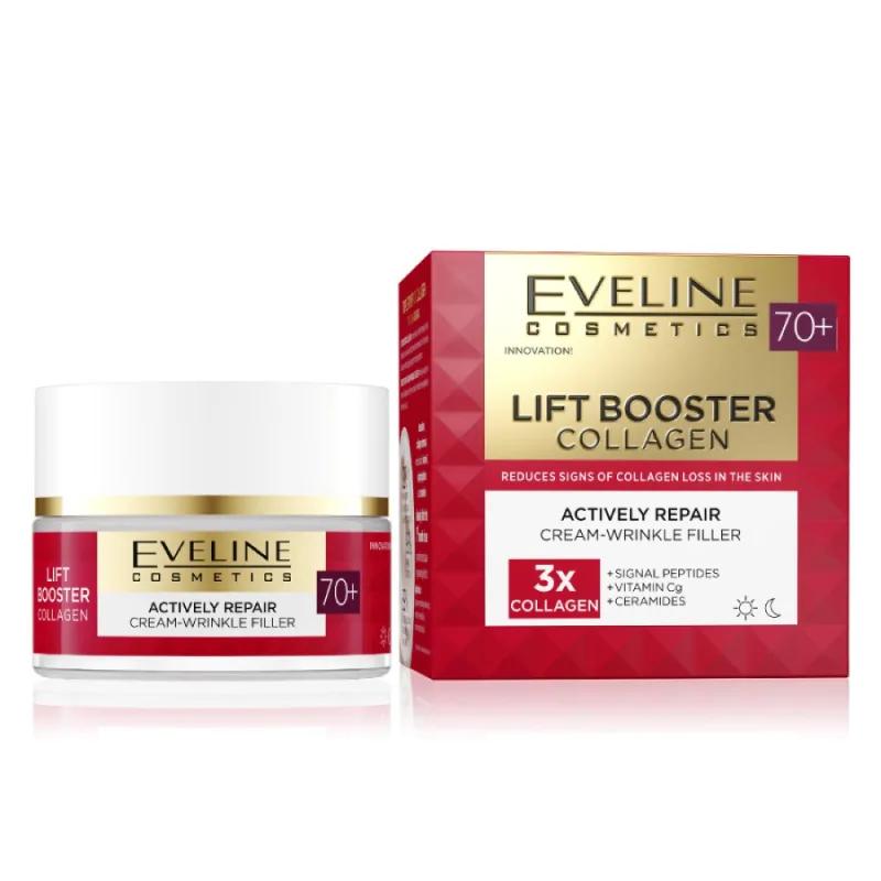 Crema de fata anti-rid 70+ reparatoare Lift Booster Collagen, 50ml, Eveline Cosmetics — preț și oferte