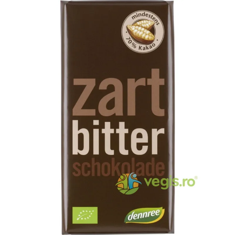 Ciocolata Amaruie 70% Cacao Ecologica/Bio 100g Dennree — preț și oferte