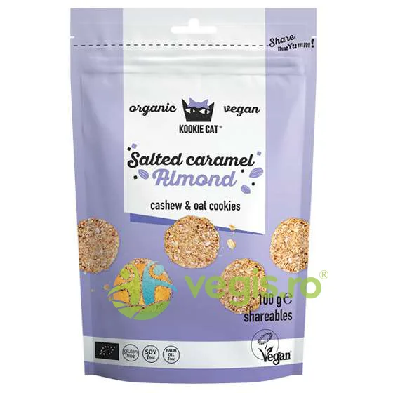 Cookies (Fursecuri) cu Migdale Sarate si Caramelizate fara Gluten Kookie Cat Ecologice/Bio 100g — preț și oferte