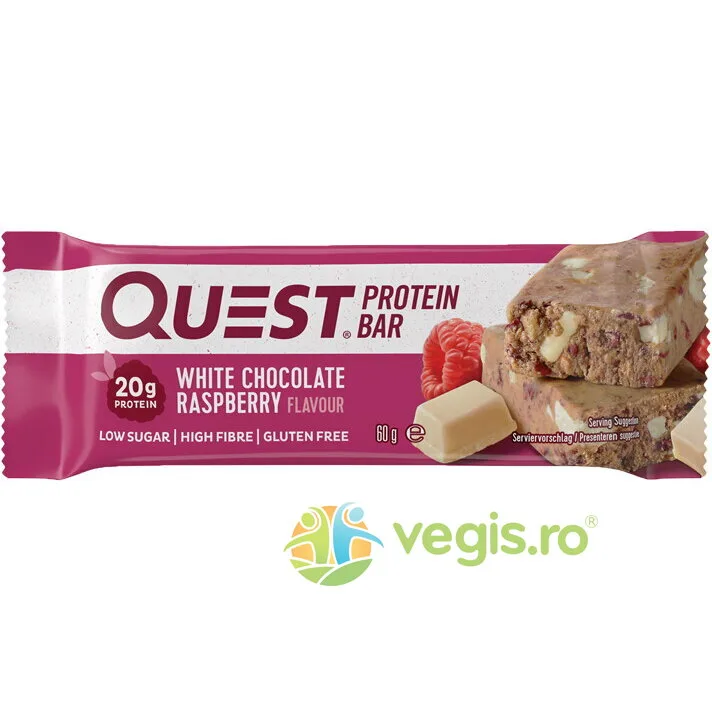 Baton Proteic cu Aroma de Ciocolata Alba si Zmeura 60g QUEST NUTRITION — preț și oferte