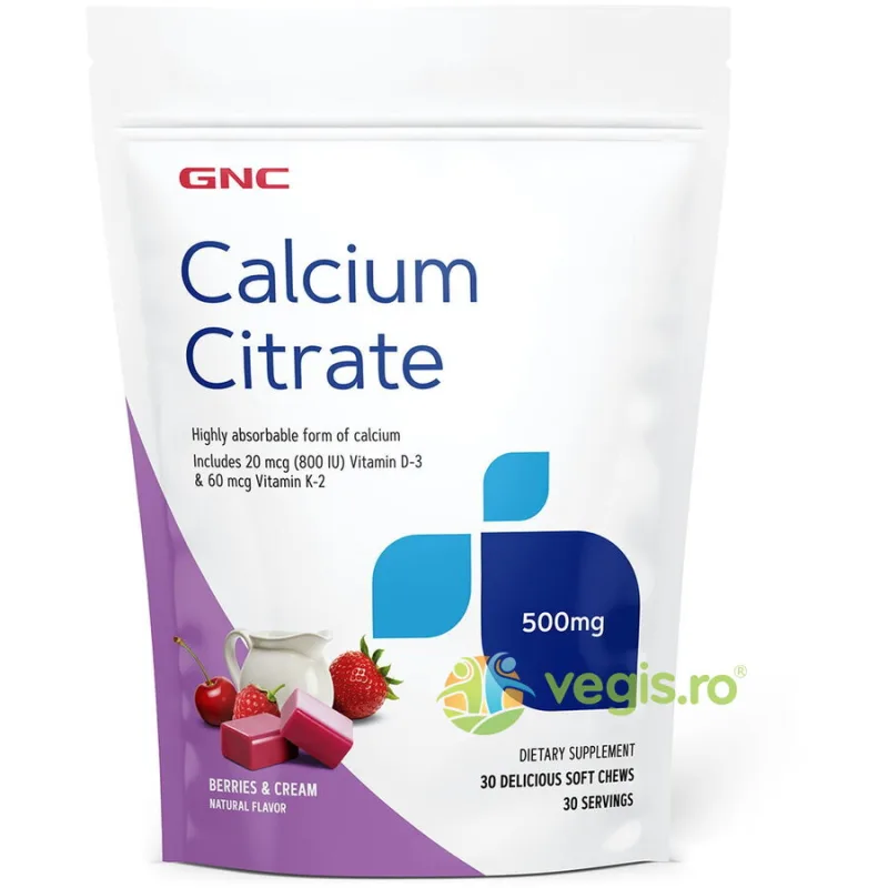 Calciu Citrat (Caramele cu Aroma Naturala de Fructe de Padure si Frisca) 30buc GNC — preț și oferte