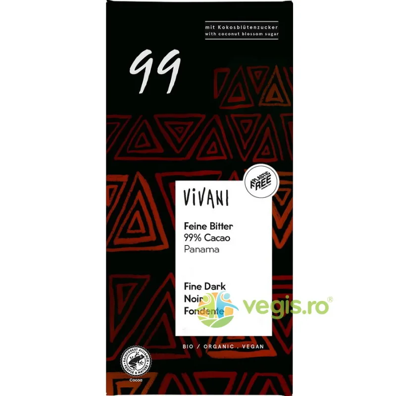 Ciocolata Amaruie cu 99% Cacao Ecologica/Bio 80g VIVANI — preț și oferte