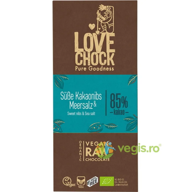 Ciocolata cu Sare de Mare Raw Ecologica/Bio 70g Lovechock — preț și oferte